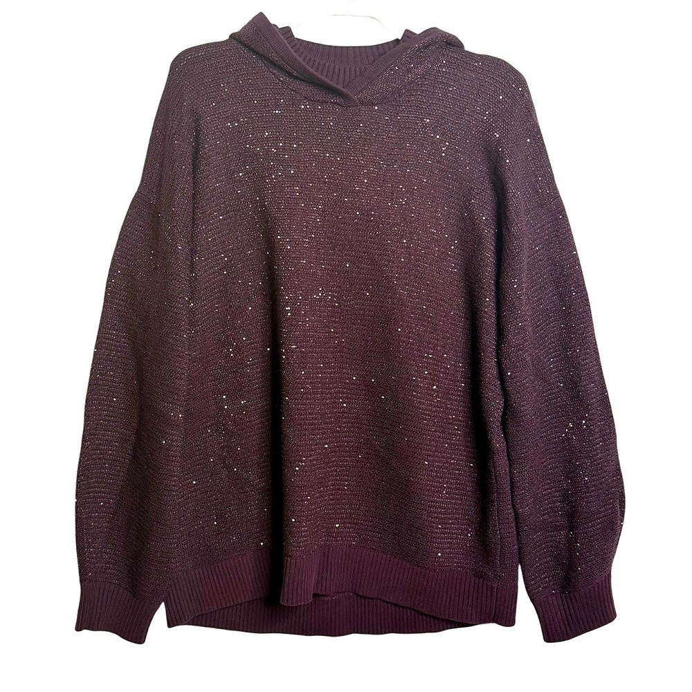 & Other Stories Los Angeles Atelier Metallic Sparkle Hooded Sweater Womens L
